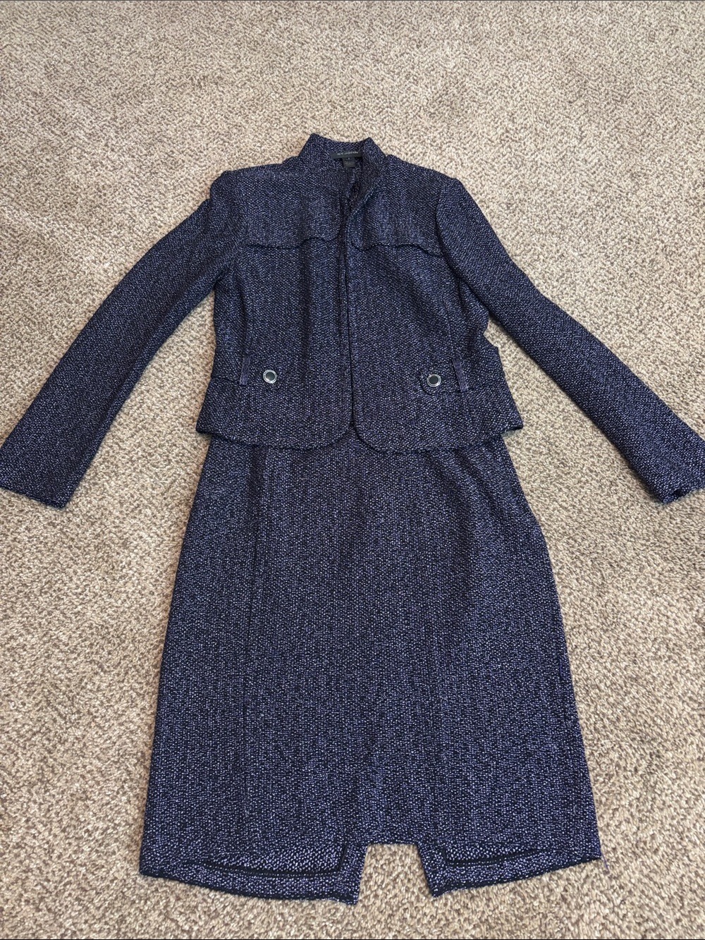 St. John Purple Textured Two-Piece Blazer & Skirt Set 8
